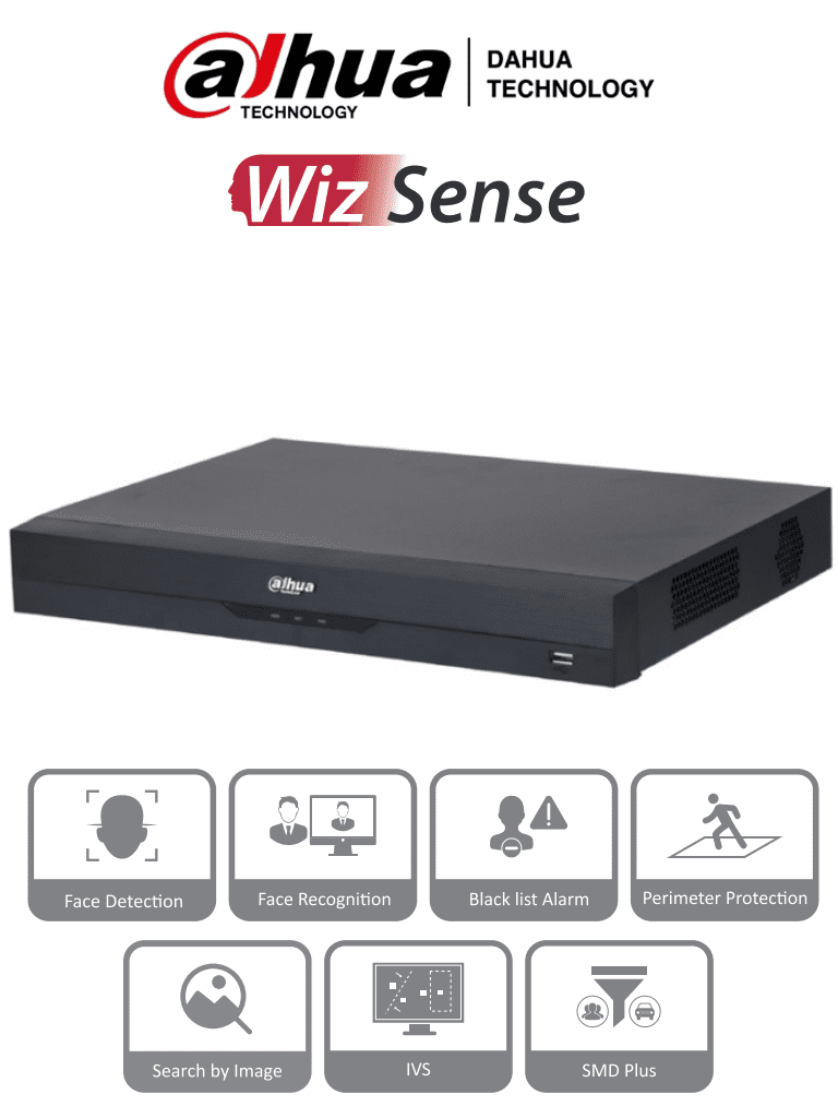 DAHUA NVR2216-16P-I2 - NVR de 8 Megapixeles /16 Canales IP/ WizSense/ 4k Con IA/ 16 Puertos PoE/ 2 Bahías de Discos Duros / 1 Ch de Reconocimiento Facial y FD/ 10 Bases de Datos de Rostros/ H.265+/ SMD Plus/ Soporta Camaras con IA/ #NVF DAHUA NVR2216-16P-I2 - NVR de 8 Megapixeles /16 Canales IP/ WizSense/ 4k Con IA/ 16 Puertos PoE/ 2 Bahías de Discos Duros / 1 Ch de Reconocimiento Facial y FD/ 10 Bases de Datos de Rostros/ H.265+/ SMD Plus/ Soporta Camaras con IA/ #NVF